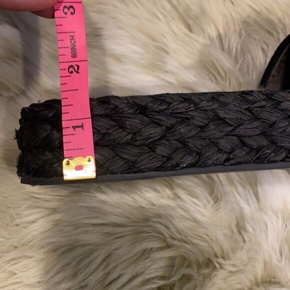 Band Of Gypsies Black Platform Raffia Slides 10 - Picture 6 of 10